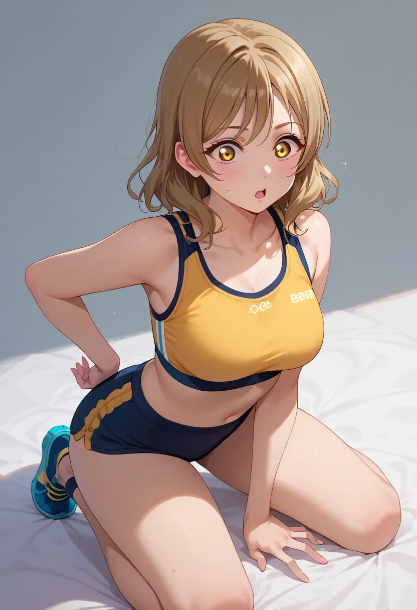 love_live!,kunikida_hanamaru,sports bra,high-waisted leggings  - 