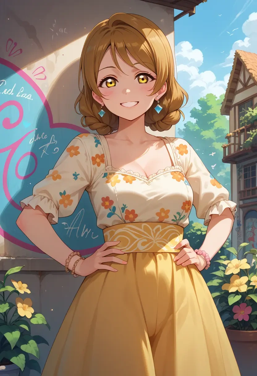 love_live!,kunikida_hanamaru,floral graffiti blouse,dolphin shorts  - 