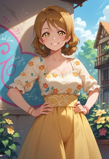 love_live!,kunikida_hanamaru,floral graffiti blouse,dolphin shorts  - AI generated anime art