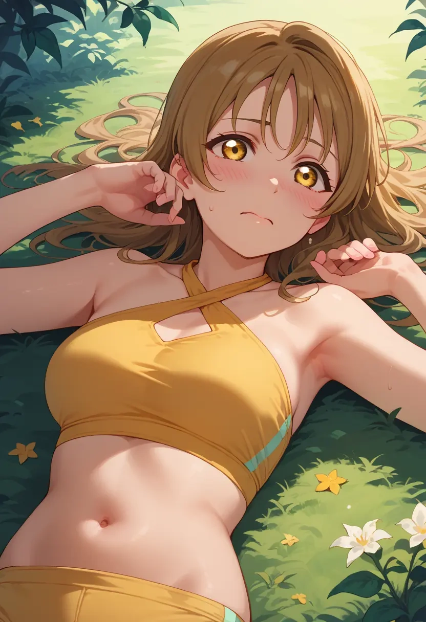 love_live!,kunikida_hanamaru,halter top,track pants  - 