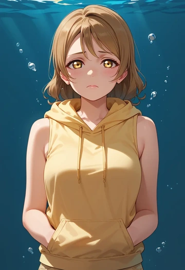 love_live!,kunikida_hanamaru,sleeveless hoodie,biker shorts  - AI generated anime art