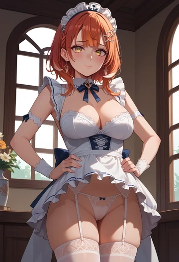 hololive,kureiji_ollie,maid, sexy, stockings,panties  - AI generated anime art