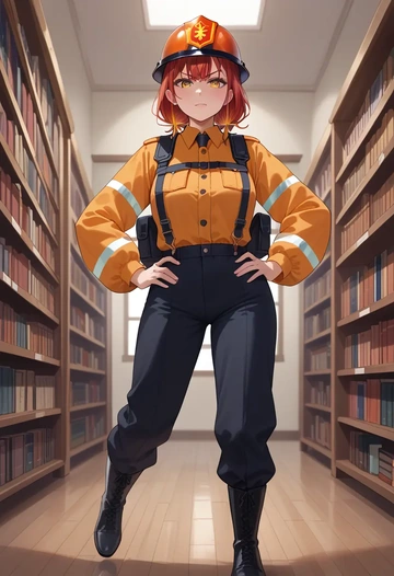 hololive,kureiji_ollie,firefighter  - AI generated anime art