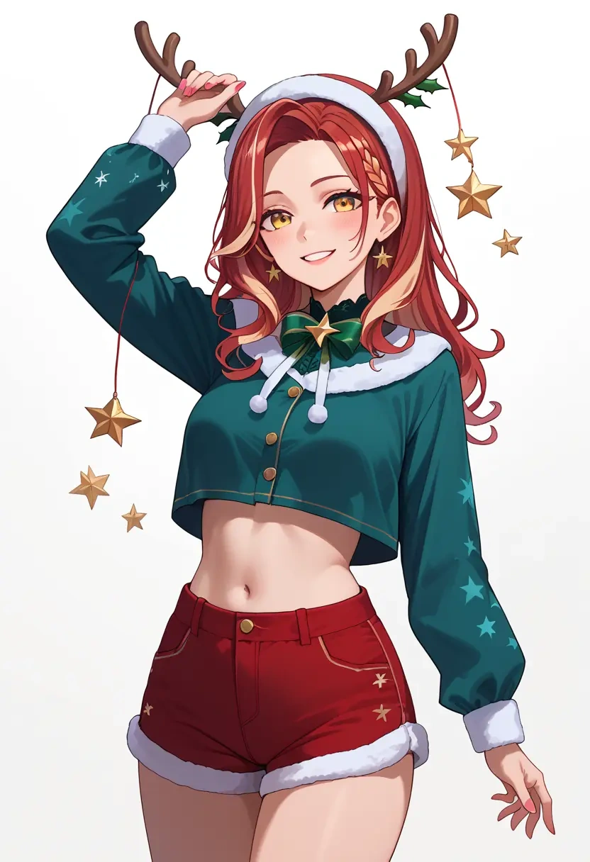 hololive,kureiji_ollie,Christmas,red velvet shorts  - 