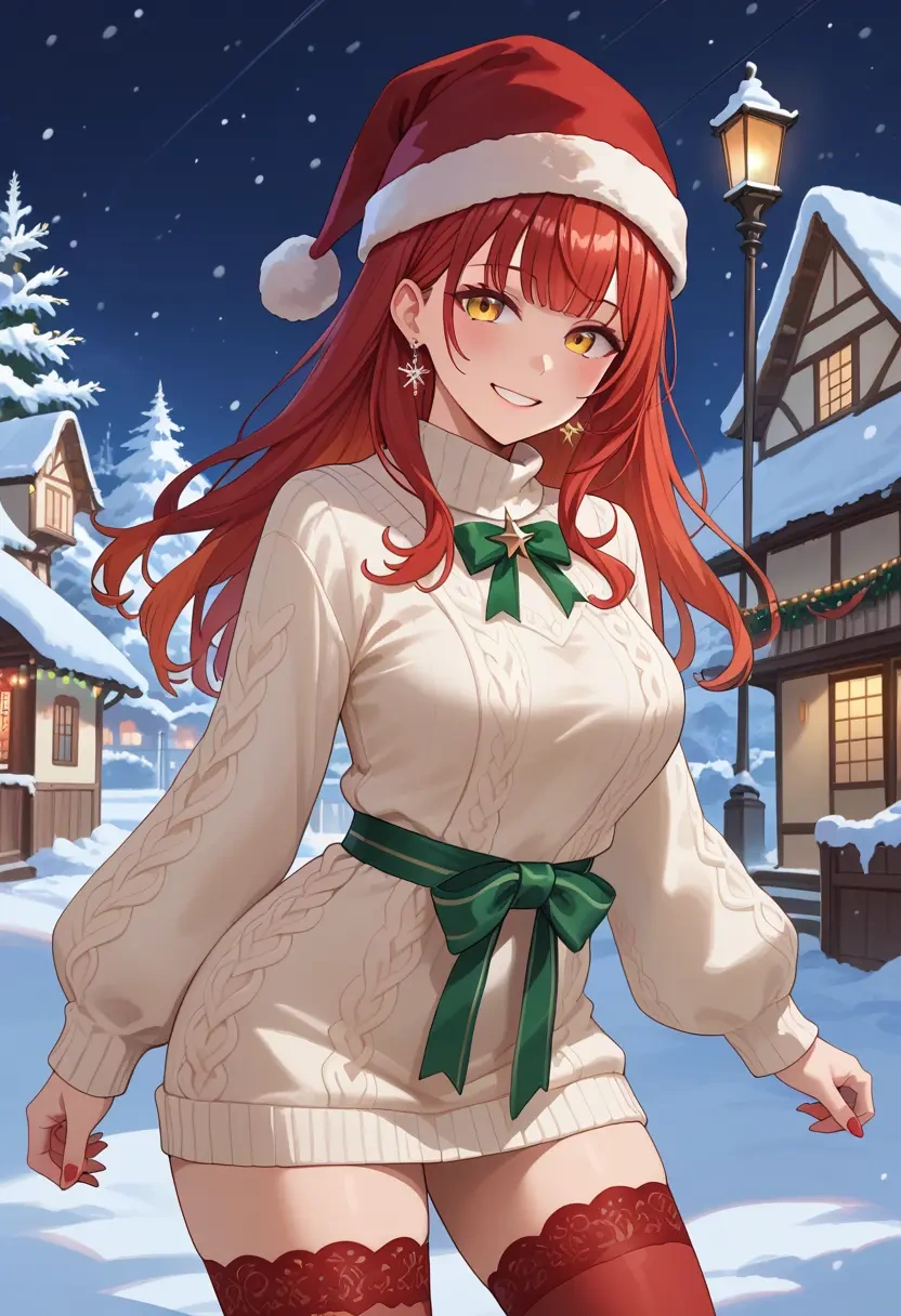 hololive,kureiji_ollie,Christmas,sweater dress,stockings  - 