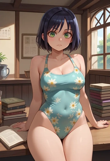 watashi_ga_motenai_no_wa_dou_kangaetemo_omaera_ga_warui!,kuroki_tomoko,swimsuit,floral print  - AI generated anime art