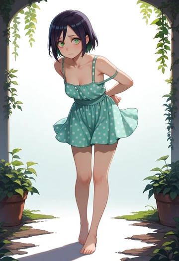 watashi_ga_motenai_no_wa_dou_kangaetemo_omaera_ga_warui!,kuroki_tomoko,silk slip dress,polka dots  - AI generated anime art