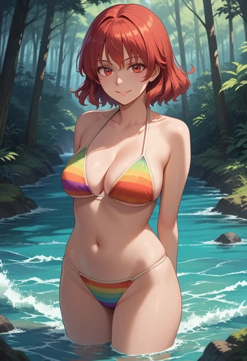 touhou,kurokoma_saki,bikini,rainbow-colored,sexy  - AI generated anime art