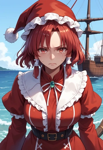 touhou,kurokoma_saki,Christmas,red velvet dress  - AI generated anime art