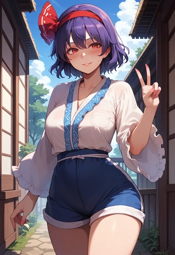 touhou,kurokoma_saki,jogger shorts,oversized tank  - AI generated anime art