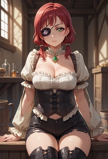 love_live!,kurosawa_dia,pirate  - AI generated anime art