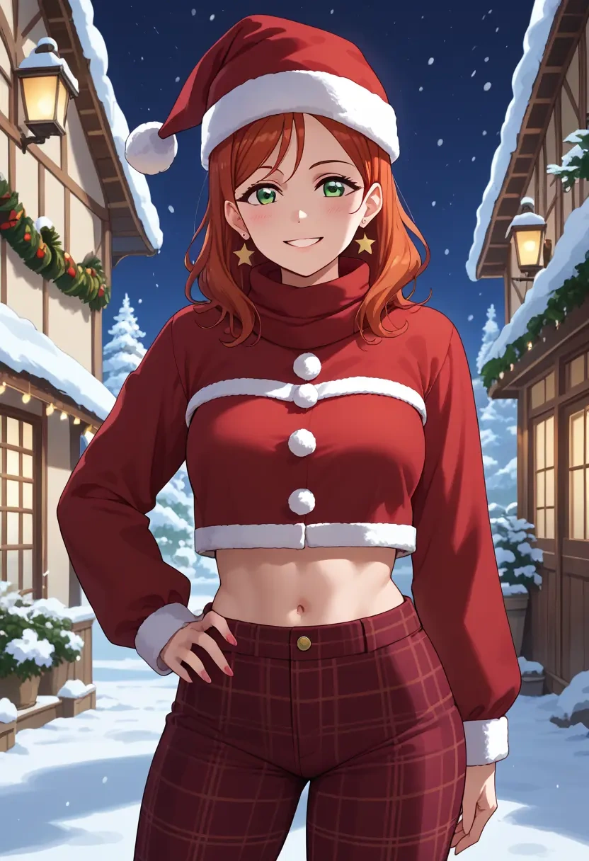 love_live!,kurosawa_dia,Christmas,plaid trousers  - 