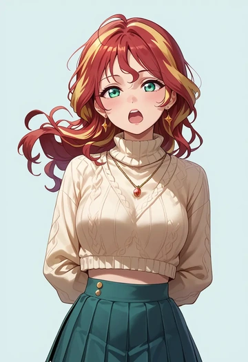 love_live!,kurosawa_dia,sweater,cropped,pleated midi skirt  - AI generated anime art