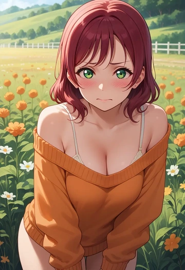 love_live!,kurosawa_dia,orange,sweater  - AI generated anime art