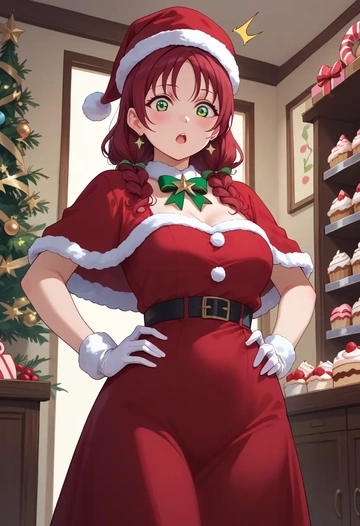 love_live!,kurosawa_dia,Christmas,red velvet dress  - AI generated anime art