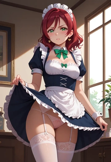 love_live!,kurosawa_ruby,maid, sexy, stockings,panties  - AI generated anime art