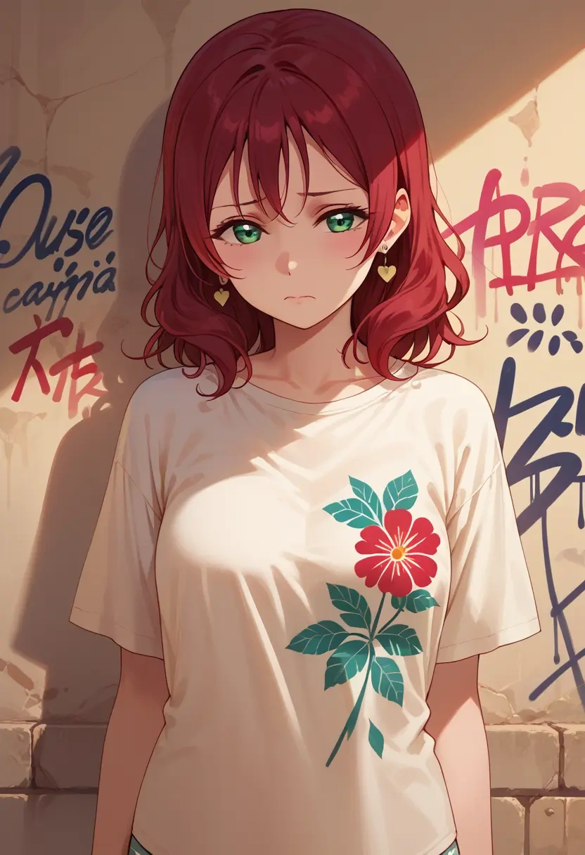 love_live!,kurosawa_ruby,oversized graffiti shirt,dolphin shorts  - 