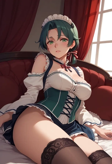 kantai_collection,kuroshio_(kancolle),Victorian-era,stockings,sexy  - AI generated anime art