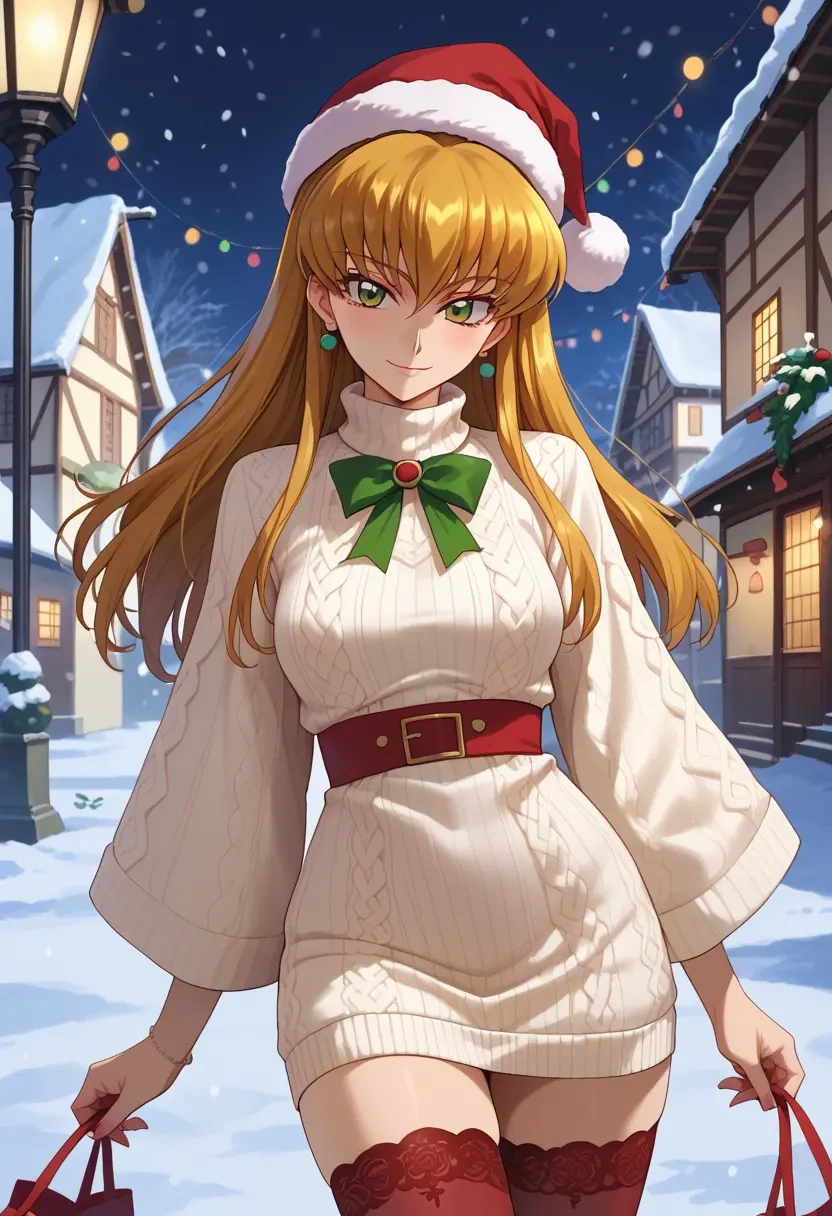 code_geass,kururugi_suzaku,Christmas,sweater dress,stockings  - 