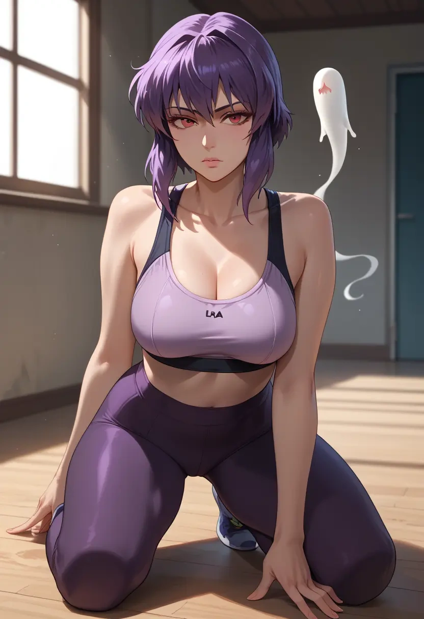 ghost_in_the_shell,kusanagi_motoko,yoga shorts, bra  - 