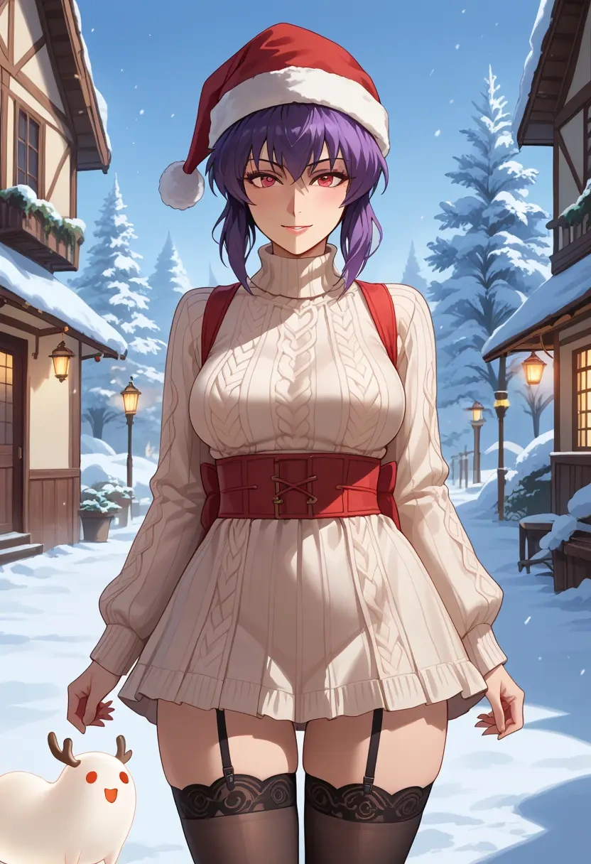 ghost_in_the_shell,kusanagi_motoko,sweater,stockings,Thigh garters  - 