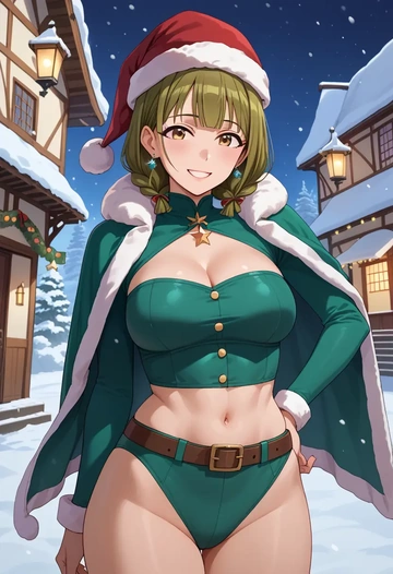 idolmaster,kuwayama_chiyuki,Christmas,dress  - AI generated anime art