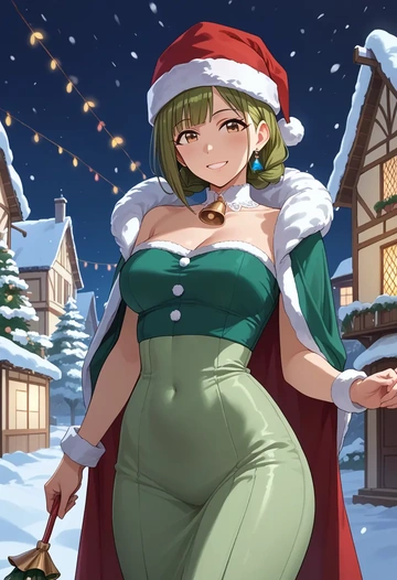 idolmaster,kuwayama_chiyuki,Christmas,dress  - AI generated anime art