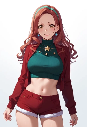 idolmaster,kuwayama_chiyuki,Christmas,red velvet shorts  - AI generated anime art