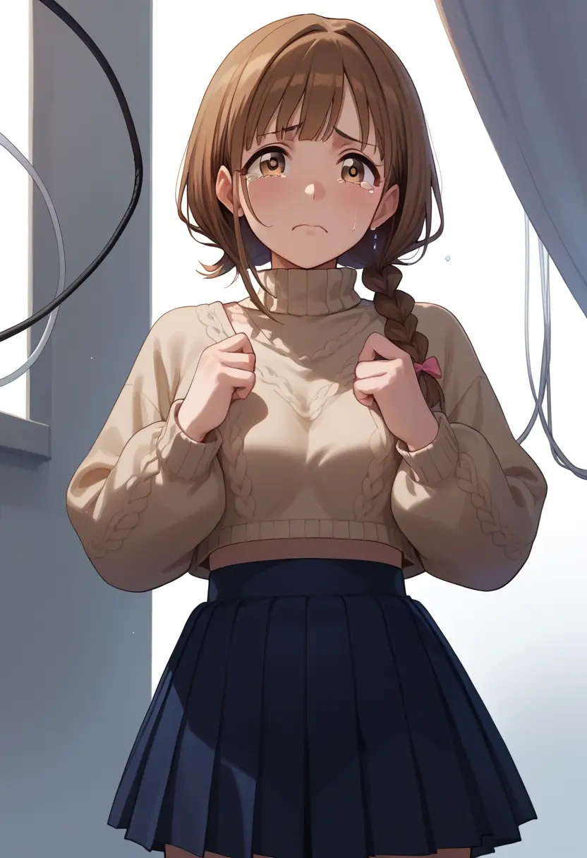 idolmaster,kuwayama_chiyuki,sweater,cropped,pleated midi skirt  - 