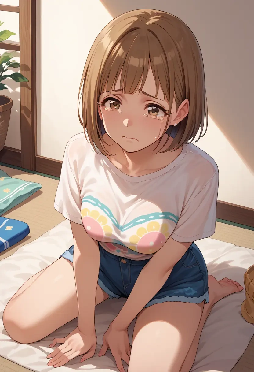 idolmaster,kuwayama_chiyuki,pop art shirt,dolphin shorts  - 