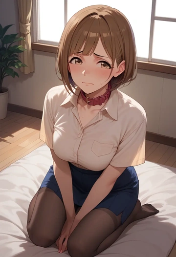 idolmaster,kuwayama_chiyuki,polo shirt,tennis skirt  - AI generated anime art