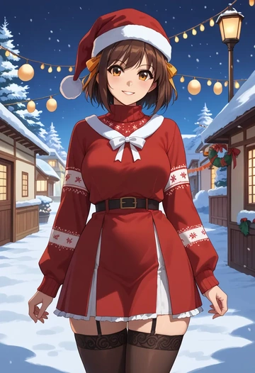 suzumiya_haruhi_no_yuuutsu,kyonko,sweater,stockings,Thigh garters  - AI generated anime art