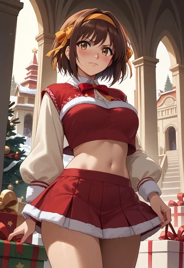 suzumiya_haruhi_no_yuuutsu,kyonko,Christmas,skirt  - AI generated anime art