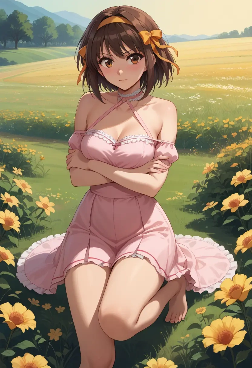 suzumiya_haruhi_no_yuuutsu,kyonko,silk slip dress  - 