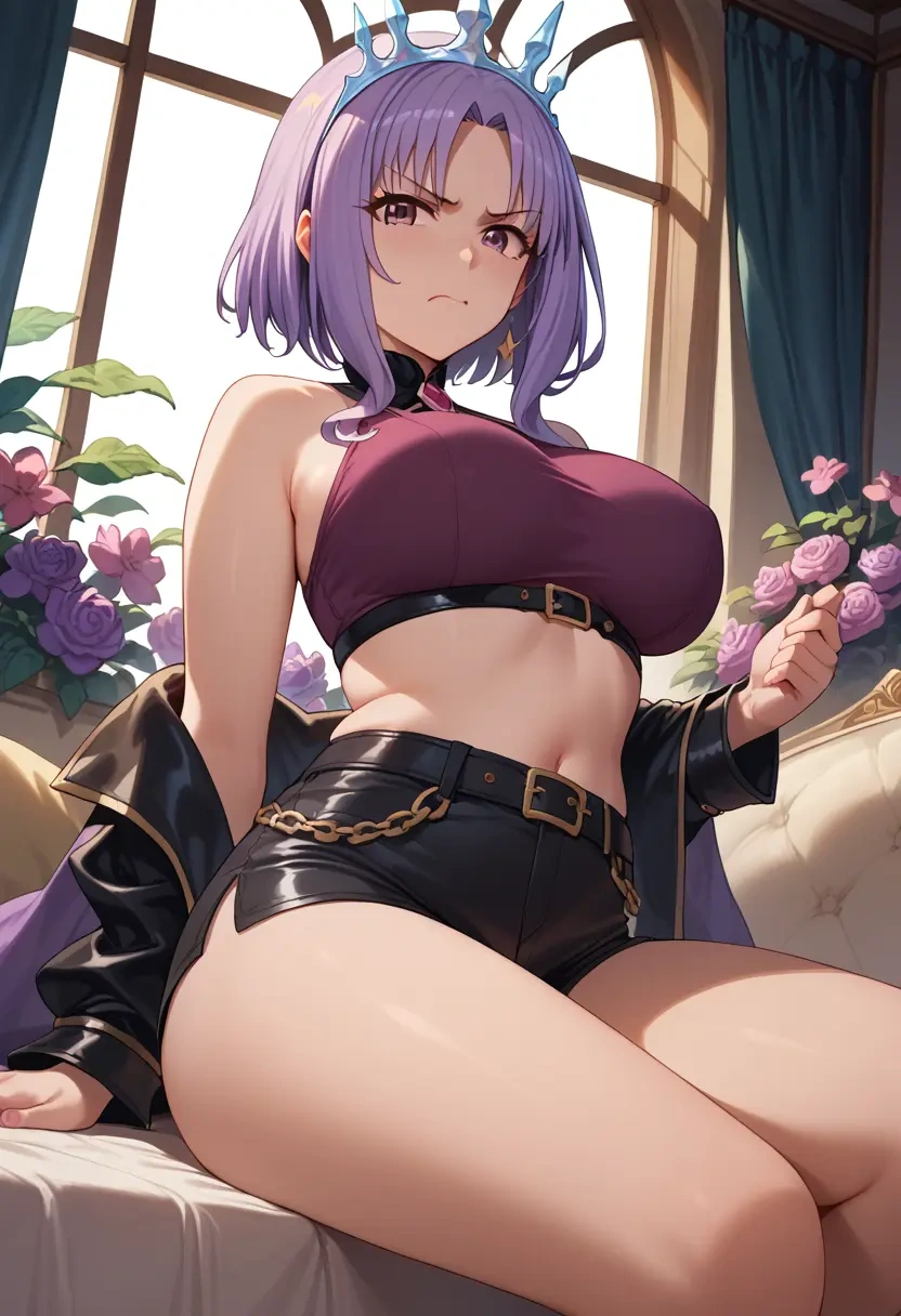 princess_connect!,kyouka_(princess_connect!),leather,shorts,crop top  - 