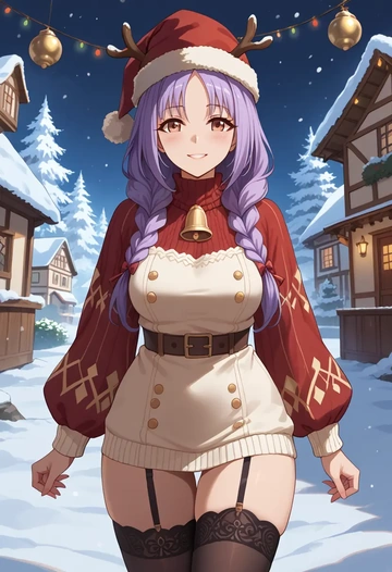 princess_connect!,kyouka_(princess_connect!),sweater,stockings,Thigh garters  - AI generated anime art