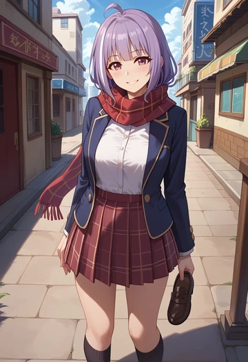 princess_connect!,kyouka_(princess_connect!),winter,student uniform,plaid skirt  - AI generated anime art