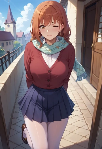 princess_connect!,kyouka_(princess_connect!),winter,student uniform,cardigan  - AI generated anime art