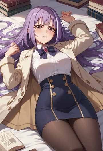 princess_connect!,kyouka_(princess_connect!),coat,long,double-breasted,pencil skirt  - AI generated anime art