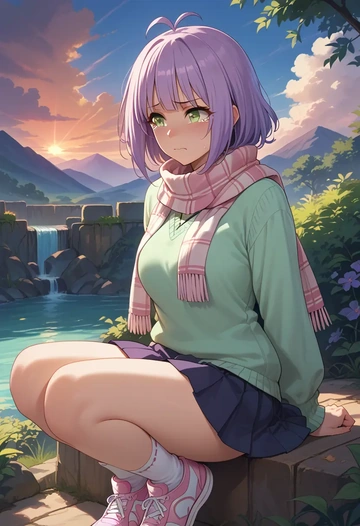 princess_connect!,kyouka_(princess_connect!),spring,student uniform,knit sweater  - AI generated anime art