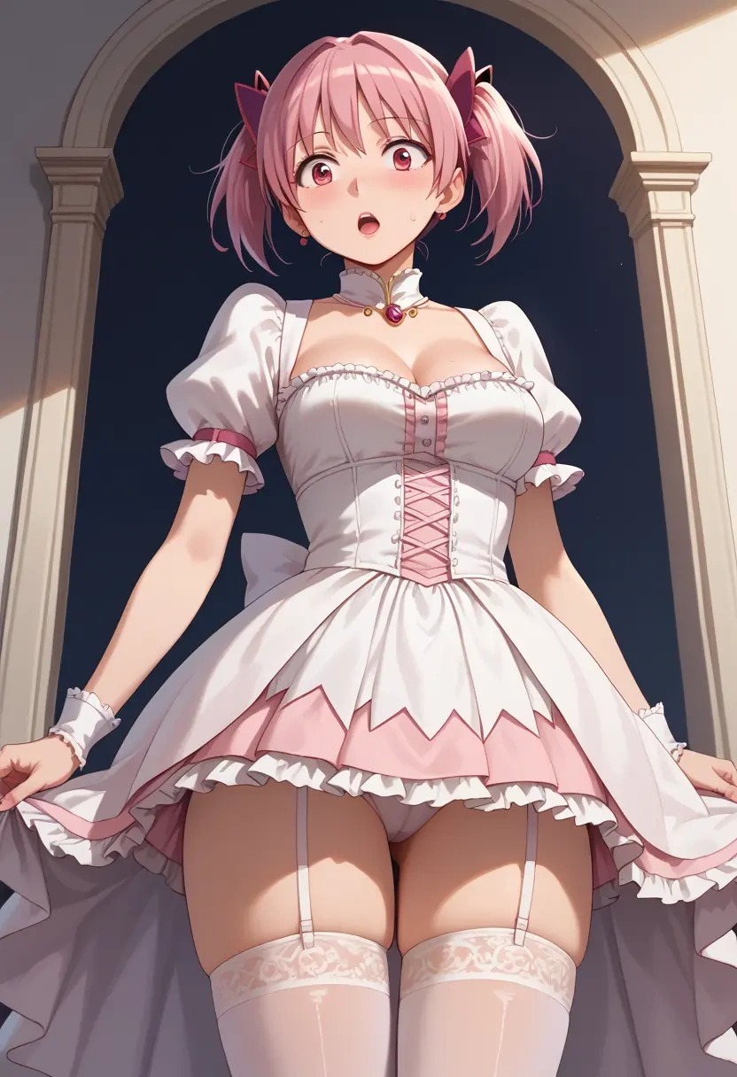 mahou_shoujo_madoka_magica,kyubey,mini skirt, stockings  - 