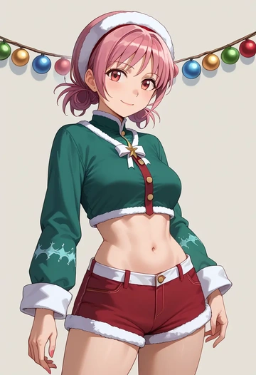 mahou_shoujo_madoka_magica,kyubey,Christmas,red velvet shorts  - AI generated anime art