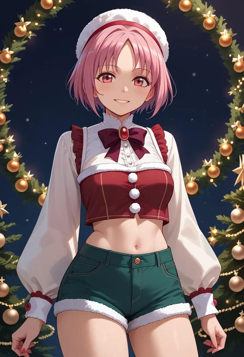 mahou_shoujo_madoka_magica,kyubey,Christmas,red velvet shorts  - 