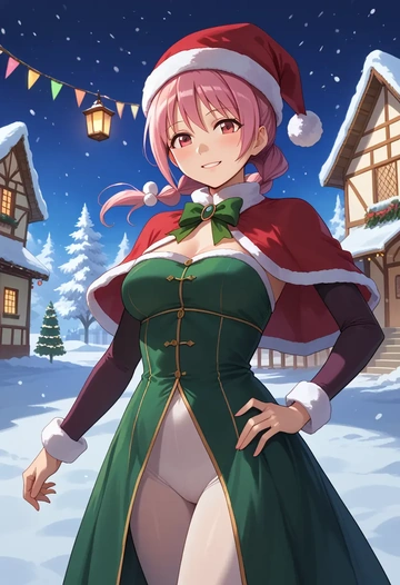 mahou_shoujo_madoka_magica,kyubey,Christmas,dress  - AI generated anime art