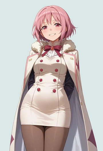 mahou_shoujo_madoka_magica,kyubey,coat,long,double-breasted,pencil skirt  - AI generated anime art