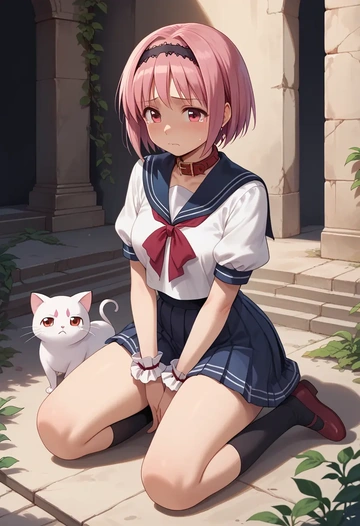 mahou_shoujo_madoka_magica,kyubey,sailor, uniform  - AI generated anime art