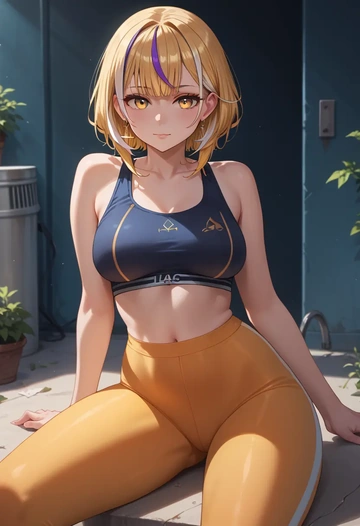 hololive,la+_darknesss_(1st_costume),yoga shorts, bra  - AI generated anime art