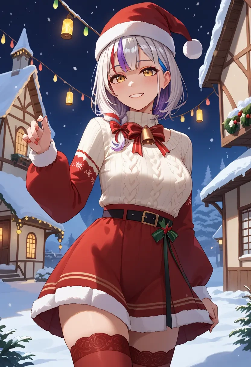 hololive,la+_darknesss_(1st_costume),Christmas,sweater dress,stockings  - 