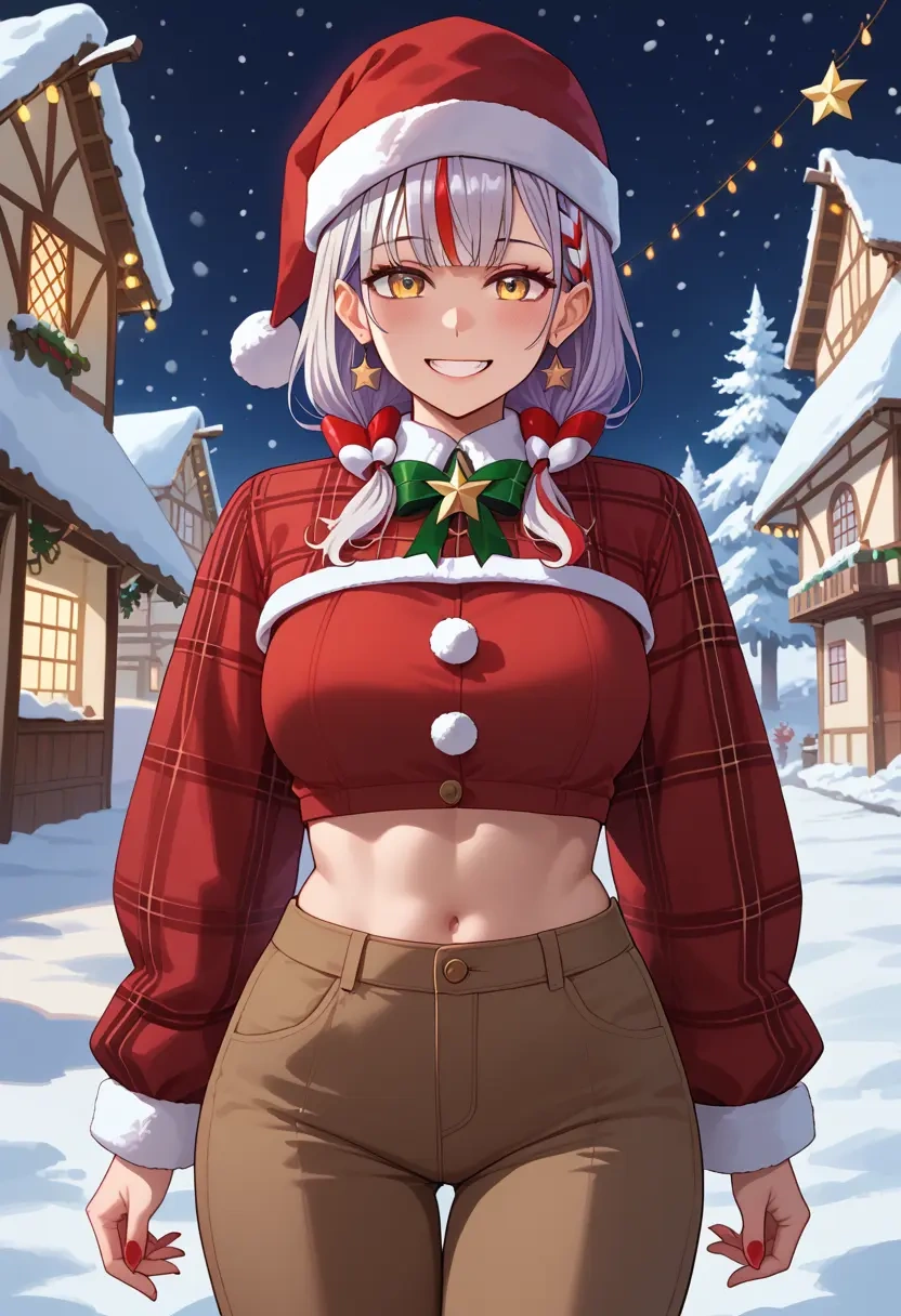 hololive,la+_darknesss_(1st_costume),Christmas,plaid trousers  - 