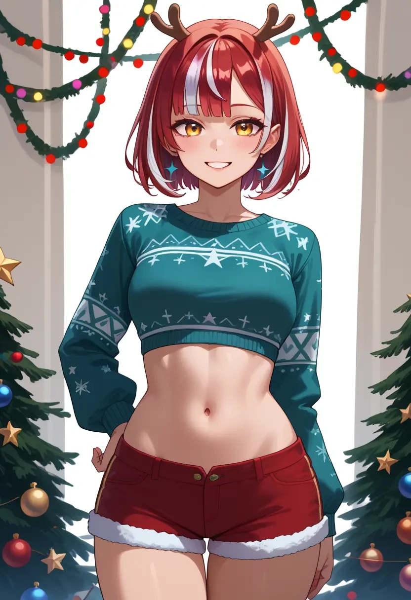 hololive,la+_darknesss_(1st_costume),Christmas,red velvet shorts  - 